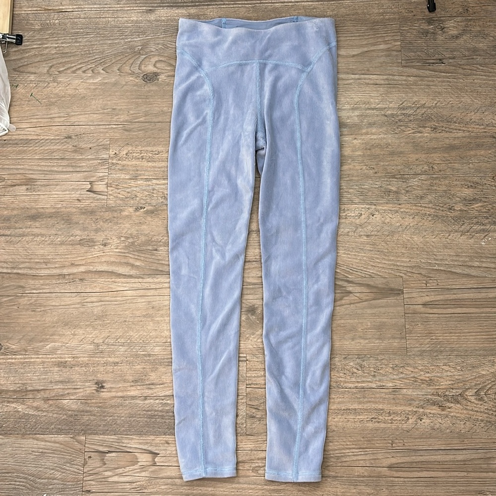 Free‎ People Movement Leggings Vintage Blue Velour Ribbed